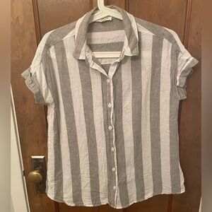 Sage Green Striped Linen Shirt